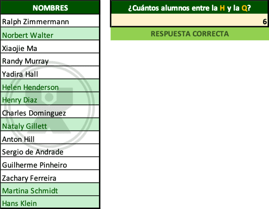 ejemplo resuelto de Contar alfabéticamente