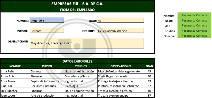 Ejemplo resuelto del ejercicio BuscarX - Las fichas de empleados