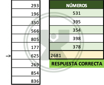 Ejemplo resuelto del ejercicio de la función BuscarX - Sumar el número que indica la flecha