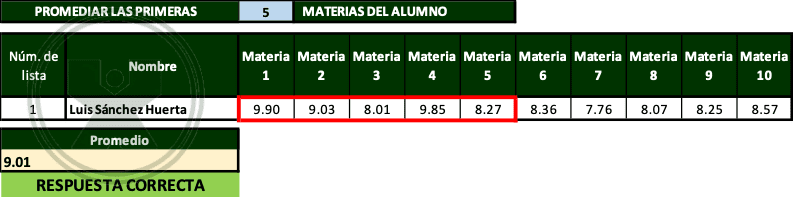 Ejemplo resuelto del ejercicio dela función desref - Promediar las primeras N materias de un alumno