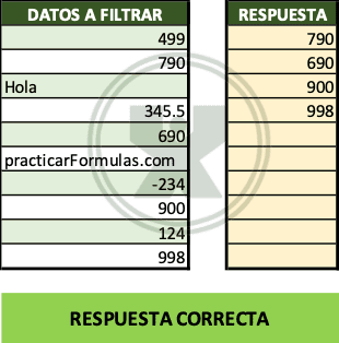 ejemplo resuelto del ejercicio de la función filtrar - Filtrar los números pares mayores de 499