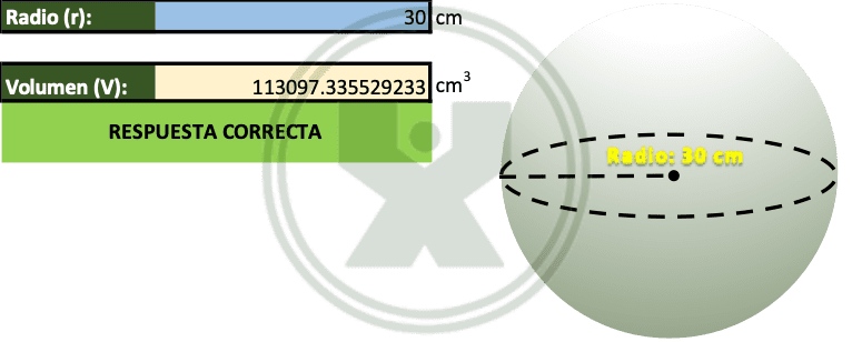 Ejercicio de Excel resuelto de la función pi - Calcular el VOLUMEN de una esfera