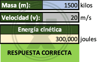 Ejercicio de Excel resuelto de la función potencia - calcular la energía cinética